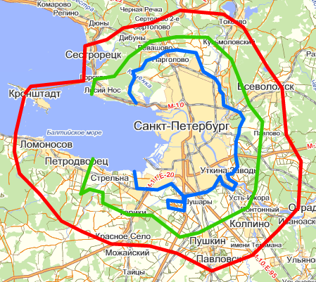 Зоны доставки печатей и штампов