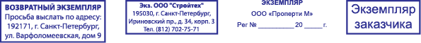 Штампы Экземпляр фирмы